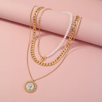 Simple Baroque Pearl Necklace Ot Buckle Multi-layer Alloy Clavicle Chain Female main image 1