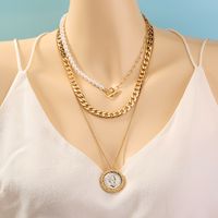 Simple Baroque Pearl Necklace Ot Buckle Multi-layer Alloy Clavicle Chain Female main image 5