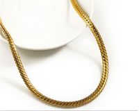 Snake Bone Flat Chain Retro Women's Titanium Steel Plated 18k Gold Necklace main image 4