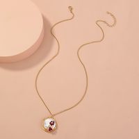 Retro Alloy Jewelry Hand-wound Simulation Natural Stone Red Flower Single-layer Necklace main image 1