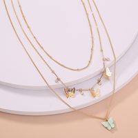 Fashion Alloy Butterfly Tassel Pendent Multi-layer Necklace Fashion Women's Necklace main image 1