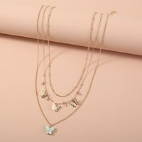Fashion Alloy Butterfly Tassel Pendent Multi-layer Necklace Fashion Women's Necklace main image 5