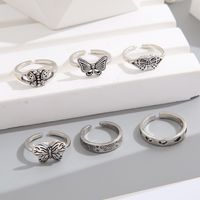 Creative Hollow Heart Shaped Butterfly Ring Set Six-piece Set main image 3