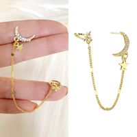 Simple Star And Moon Alloy Inlaid Crystal Ear Bone Clip Wholesale main image 1