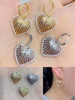 Vintage Hollow Copper Heart-shaped Inlaid Zircon Earrings Wholesale main image 4