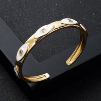 Mode Kupfer Vergoldet Micro-set Zirkon Tropföl Teufelsauge Offenes Armband Zubehör main image 5