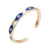 Fashion Copper Gold-plated Micro-set Zircon Drip Oil Devil's Eye Open Bracelet Accessories main image 6