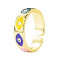 Fashion Color Dripping Oil Devil's Eye Copper Opening Adjustable Ring main image 6