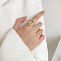 14k Gold Stainless Steel Women's Simple Fashion O-shaped Open Three-dimensional Glossy Ring main image 1