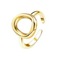 14k Gold Stainless Steel Women's Simple Fashion O-shaped Open Three-dimensional Glossy Ring main image 6