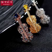 Jewelry Crystal Violin Brooch Fashion Alloy Suit Accessories main image 3