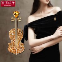 Jewelry Crystal Violin Brooch Fashion Alloy Suit Accessories main image 4