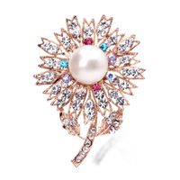 Fashion Diamond Pearl Crystal Sun Flower Alloy Brooch main image 6