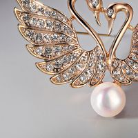 Brooch Natural Pearl Diamond Double Swan Alloy Corsage Boutique main image 3
