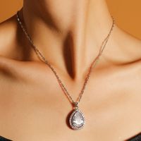 Fashion Niche Design Copper Zircon Water Drop Pendant Necklace Female main image 2