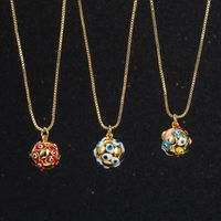 Nuevo Collar De Joyería Esférica Geométrica Con Colgante De Ojo De Gota De Aceite De Oro Real Chapado En Cobre main image 1