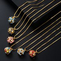 New Copper-plated Real Gold Oil Drop Eye Pendant Geometric Spherical Jewelry Necklace main image 3