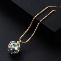 New Copper-plated Real Gold Oil Drop Eye Pendant Geometric Spherical Jewelry Necklace main image 4