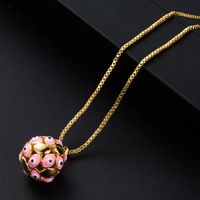 New Copper-plated Real Gold Oil Drop Eye Pendant Geometric Spherical Jewelry Necklace main image 5