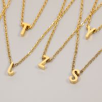 Simple 26 English Letters Titanium Steel Glossy Heart Pendant Clavicle Chain Female main image 1