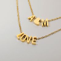 Simple 26 English Letters Titanium Steel Glossy Heart Pendant Clavicle Chain Female main image 4