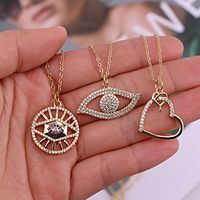 Retro Devil's Eye Pendan Copper Zircon Electroplating Necklace Jewelry main image 6