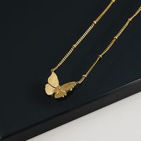 Butterfly Necklace Women's Stacked 18k Gold Titanium Steel Sweater Chain main image 3
