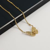 Butterfly Necklace Women's Stacked 18k Gold Titanium Steel Sweater Chain main image 4