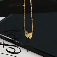 Butterfly Necklace Women's Stacked 18k Gold Titanium Steel Sweater Chain main image 5