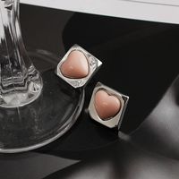 Simple Fashion Square Heart Shaped Contrast Color Copper Earrings Wholesale main image 3