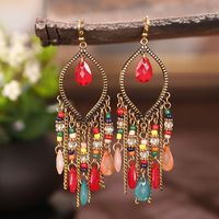 Vintage Long Tassel Retro Water Drop Bohemian Chain Earrings main image 2