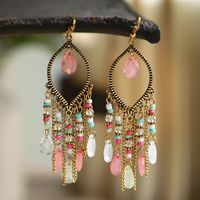 Vintage Long Tassel Retro Water Drop Bohemian Chain Earrings main image 3