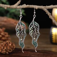 New Long Leaf Simple Women's Colored Diamond Accessories Alloy Earrings main image 2