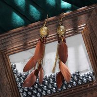 Retro Chain Tassel Bohemian Feathers Creative Long Earrings Wholesale main image 5