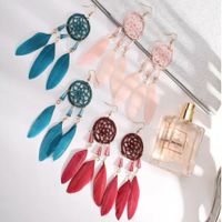 Fashion Feather Tassel Long Dream Catcher Water Drop Earrings main image 3