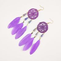 Fashion Feather Tassel Long Dream Catcher Water Drop Earrings main image 6