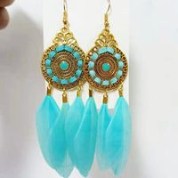 Retro Round Wire Feather Long Tassel Earrings Wholesale main image 3