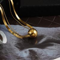 Fashion Titanium Steel Stacked Small Gold Ball Pendent Clavicle Chain main image 1