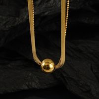 Fashion Titanium Steel Stacked Small Gold Ball Pendent Clavicle Chain main image 5