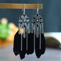 Retro Chain Tassel Feather Jewelry Creative Long Earrings Wholesale main image 5