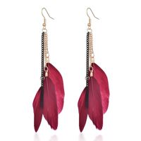 Fashion Long Tassel Multi-layer Chain Feather Earrings Wholesale main image 6