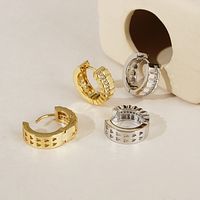 Fashion Simple Inlaid Zircon Hollow Copper Hoop Earrings Wholesale main image 4