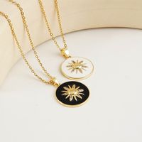 Enamel Necklace Female Simple Drip Oil Round Card Sunflower Titanium Steel Sweater Chain main image 5