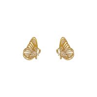 Boucles D&#39;oreilles En Cuivre Papillon Creux Stéréo Zircon Vintage En Gros main image 6