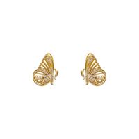 Vintage Zircon Stereo Hollow Butterfly Copper Stud Earrings Wholesale main image 6