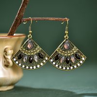 Ethnic Fan-shaped Diamond Bohemian Bead Alloy Earrings main image 4