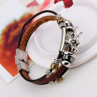Fashion Ethnic Jewelry Multi-layer Leather Rope Alloy Bracelet main image 3
