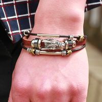 Fashion Ethnic Jewelry Multi-layer Leather Rope Alloy Bracelet main image 4