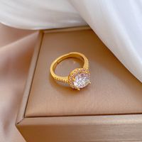 Fashion Geometric Round Inlaid Zircon Brass Ring Wholesale main image 2