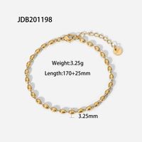 New Fashion Simple Oval Bead Jewelry14k Gold Plated Stainless Steel Bracelet sku image 1
